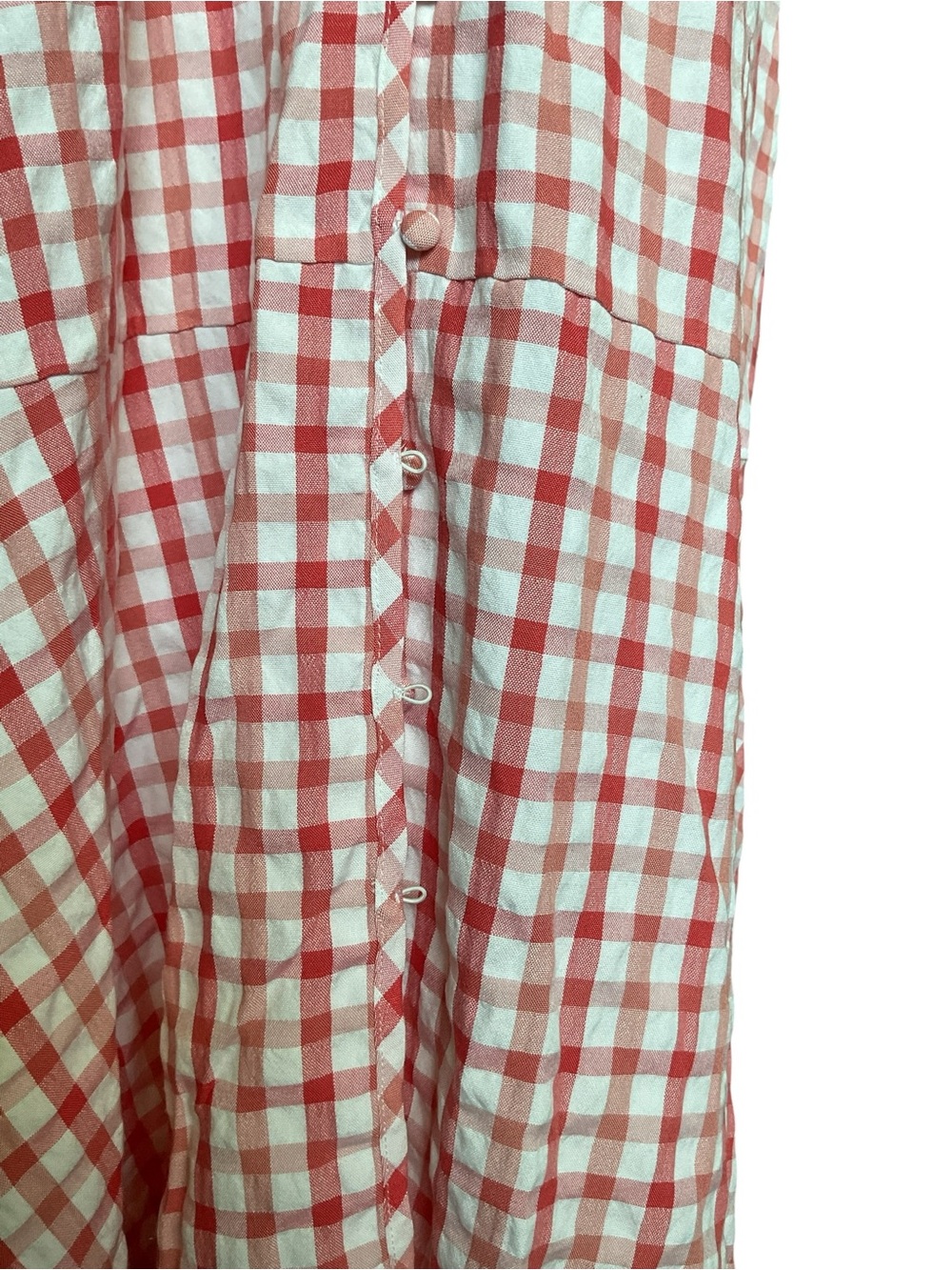 Loft Red Gingham Button Down Flutter Sleeve CottageCore Tiered Maxi Dress 18 - Picture 7 of 9